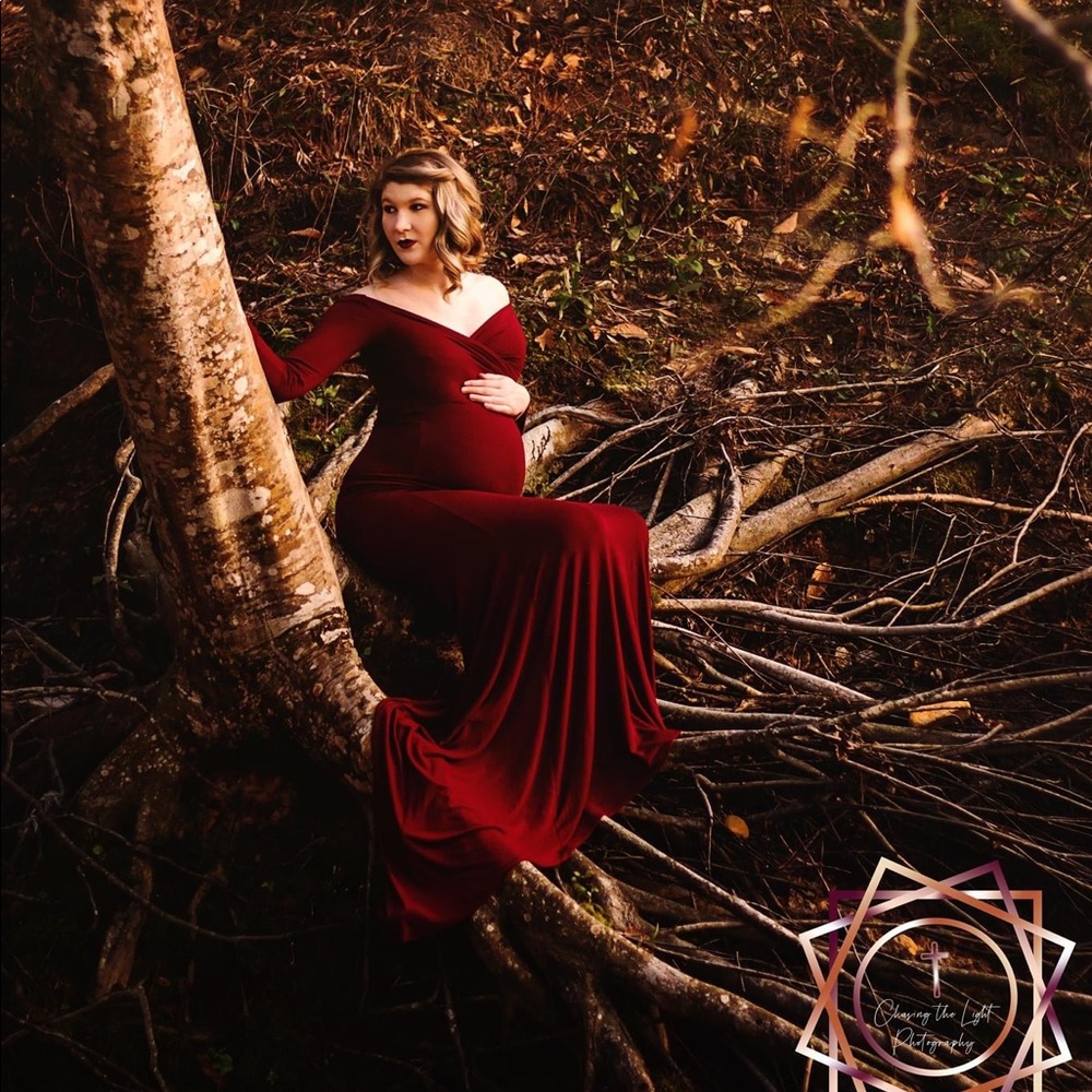 Burgundy Maternity Gown